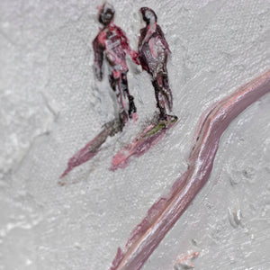 Texturierte Acrylmalerei mit goldenen Linien und Relief