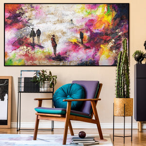 Abstraktes Frühlingsbild als Wanddeko im modernen Interieur