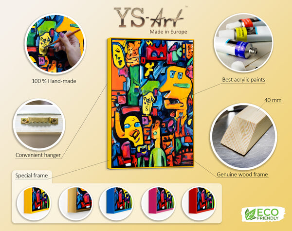 Modern art acrylic painting with frame "Mosaic of identity"