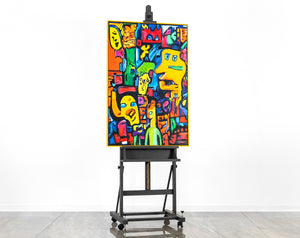 Modern art acrylic painting with frame "Mosaic of identity"