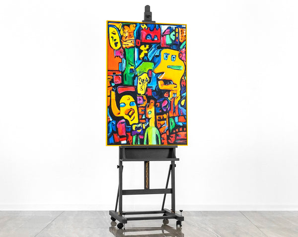 Modern art acrylic painting with frame "Mosaic of identity"