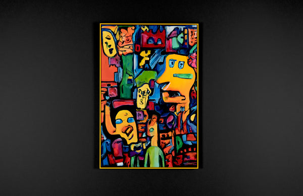 Modern art acrylic painting with frame "Mosaic of identity"