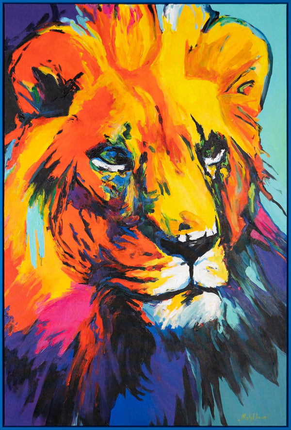 Framed modern office wall decor "Lion's grace"