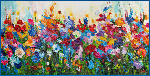 Modern paintings "Flowery Colors" with frame pictures living room