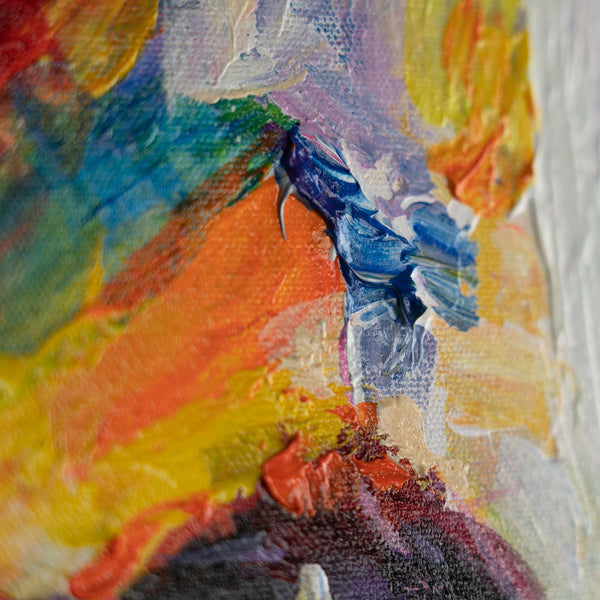 abstrakte moderne malerei Strukturierte Farbflächen in Blau, Rot und Gelb