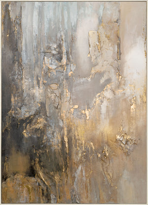 Hand-painted pictures on canvas "Golden Horizons" with frame for wall decoration living room