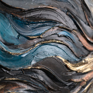 Nahaufnahme Acrylstruktur – goldene Strömungselemente