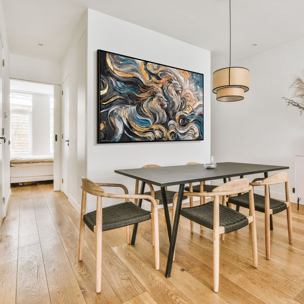 Moderne Wanddeko – Acrylbild Löwe im Wohnzimmer