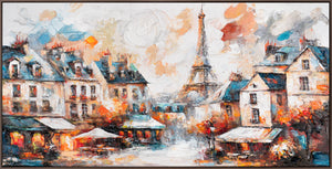 "The Coziness of Paris" – City Paintings with Colorful Abstract Artwork on Canvas