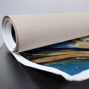 Detailaufnahme mit tanzendem Paar in Blautönen