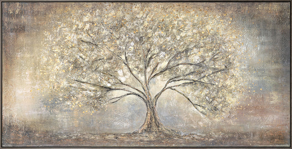 Elegant abstract painting on canvas "Golden tree"