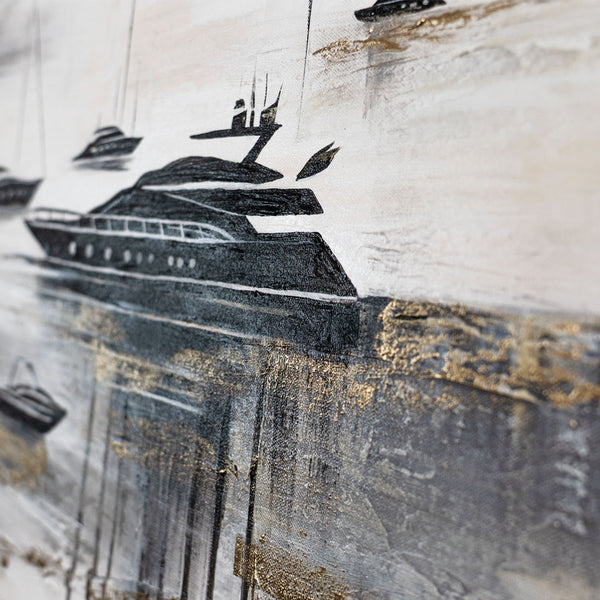 bilder mit gold, wanddeko gold, gemälde meer abstrakt