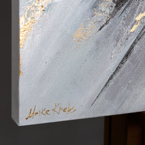 Leinwandbild mit strukturierter Kante in Grau und Gold