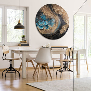 wanddeko esszimmer modern, runde kunst an der wand