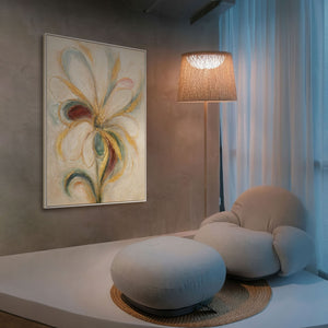 Abstraktes Leinwandbild beige grün handgemalt