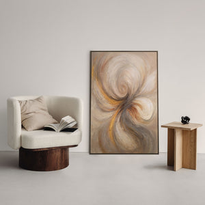 Abstraktes Leinwandbild gold beige handgemalt