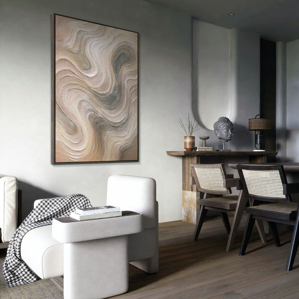 Abstraktes Leinwandbild mit sanften Wellenformen