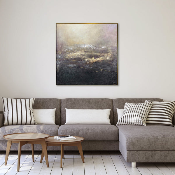 Handgemaltes Acrylbild Gold Violett Strukturmalerei modern