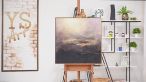 Handgemalte Strukturkunst Gold Violett Acryl auf Leinwand