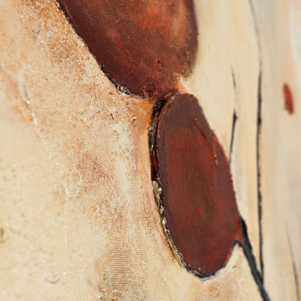 Reliefmalerei Rot Braun Beige Akzentfarben