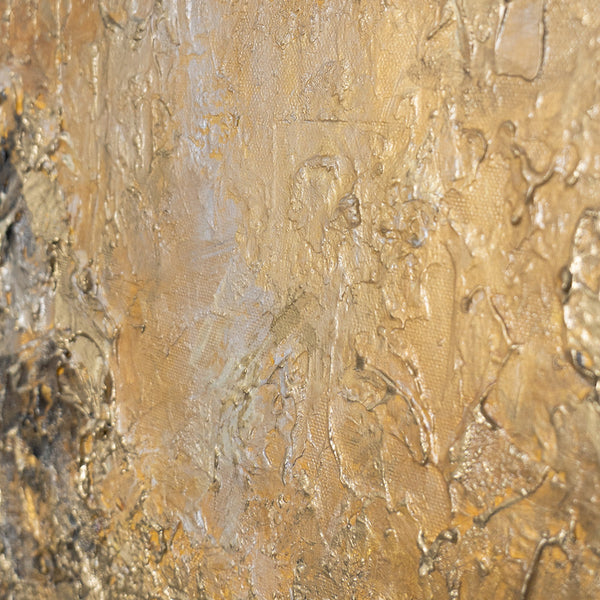 Handgemaltes Wandbild „Goldener Strom" – abstrakte Komposition in Gold, Bronze und Anthrazit, 50x70 cm