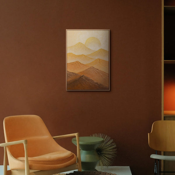 Warme Bergwandkunst im Boho Interieur – Original Landschaftsgemälde kaufen bei YS-Art 
