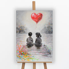 „Zarte Liebe" – Urban Art Gemälde das mit einem roten Herz alles sagt