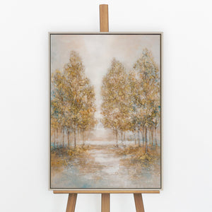 „Herbstlicher Hain" – Waldgemälde das die stille Schönheit des Herbstes auf Leinwand hält