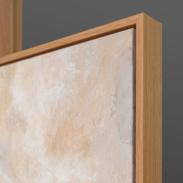 Handgemaltes Landschaftsgemälde „Stille Ebene" – goldene Ebene in Beige & Grau, 50x70 cm mit Rahmen