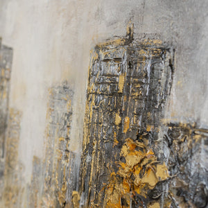 Querformat Wandbild das eine ganze Stadt als Horizont an die Wand bringt – Gold und Schwarz