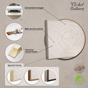 Wanddeko Minimalistisch – Texturiertes Acrylbild in Beige mit Rahmen „Echos der Zeit“