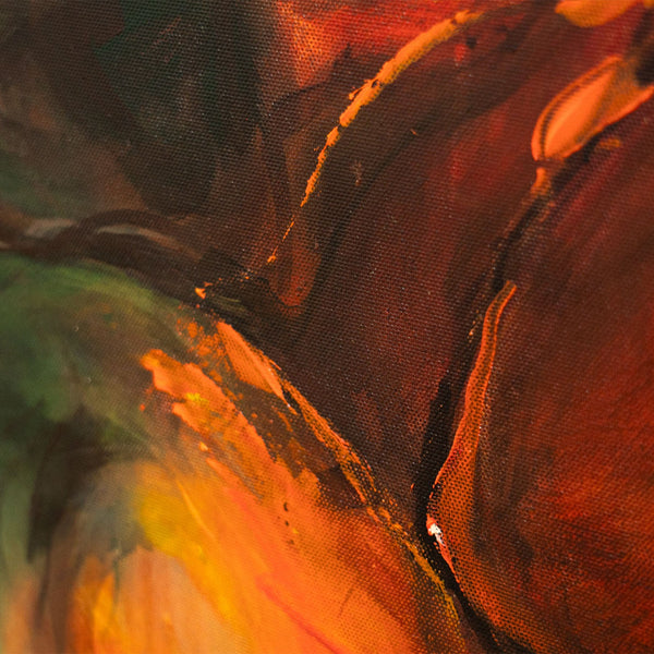 Handgemaltes Acrylbild mit Rahmen „Herbsttanz“ – Abstrakte Kunst in warmen Farbtönen