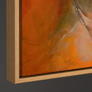 Abstraktes Wandbild auf Leinwand mit kräftigen warmen Farben