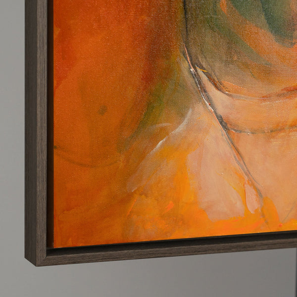 Handgemaltes Acrylbild mit Rahmen „Herbsttanz“ – Abstrakte Kunst in warmen Farbtönen