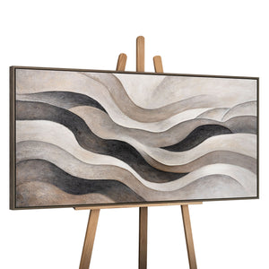 Abstract Canvas Painting in Beige and Gray – Textured Acrylic Painting "Sand Waves"