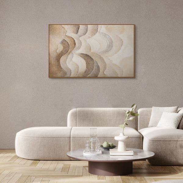 Modern painting in natural tones – Hand-painted framed wall art “Horizon Layers”