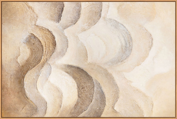 Modern painting in natural tones – Hand-painted framed wall art “Horizon Layers”