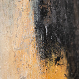 Abstract painting with frame - Modern wall art in beige, blue, and gold "Light transitions"