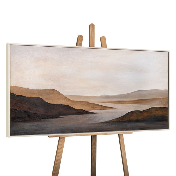 Acrylic Painting on Canvas "Gentle Sunrise" – Hand-Painted Landscape in Beige & Brown