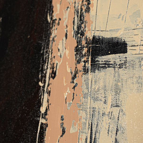 Abstraktes Kunstbild mit vertikaler Struktur in Schwarz