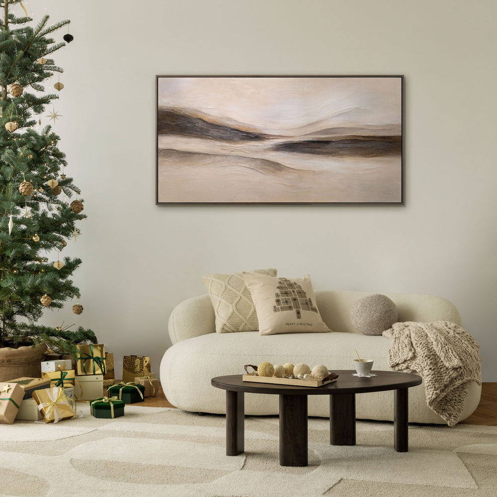 Framed canvas painting "Traces of the Wind" – Hand-painted wall art in natural tones