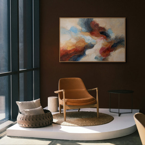 Abstraktes Wandbild als stilvoller Akzent in einem modernen Wohnraum