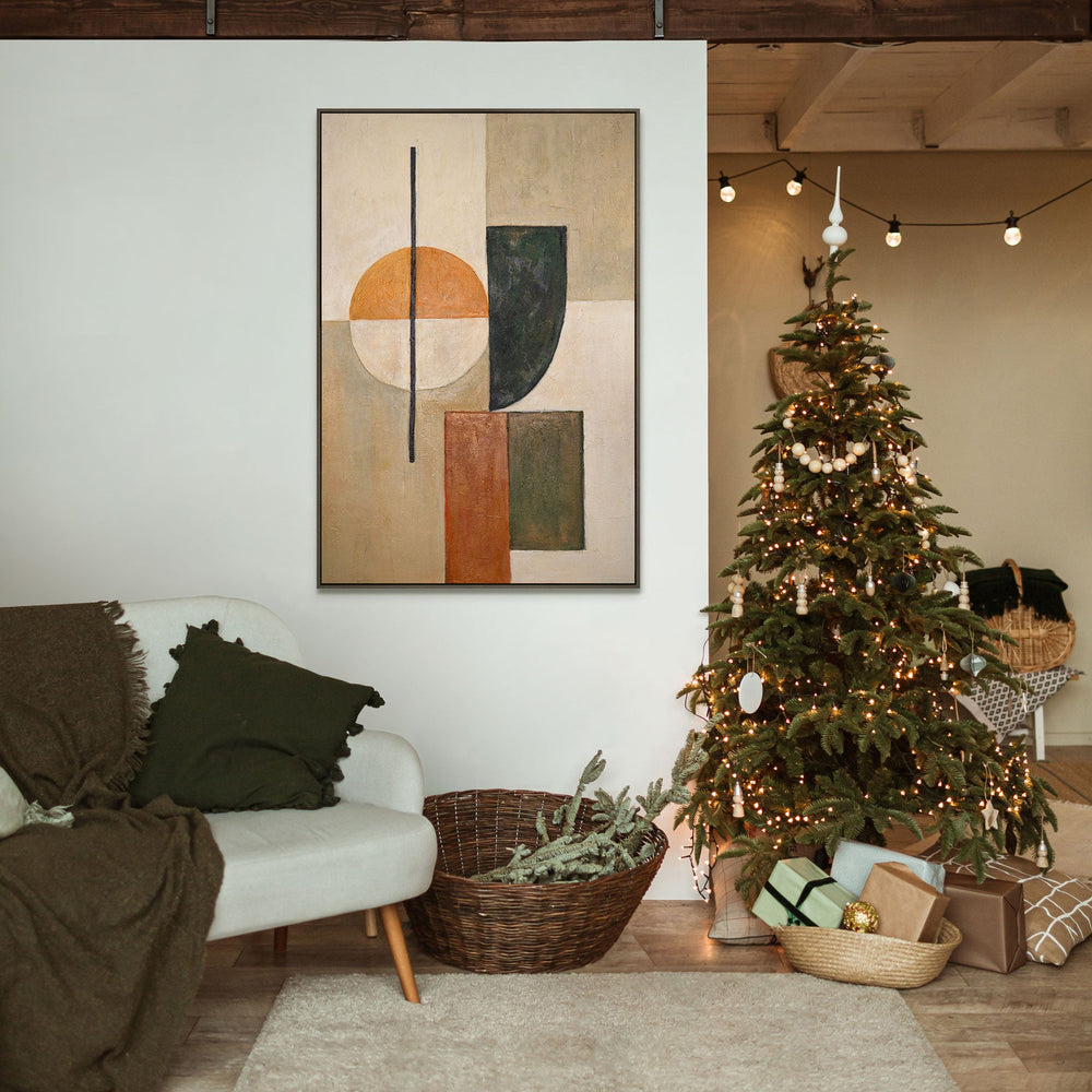 Structured acrylic painting with frame “Balance” – Geometric Abstract Art