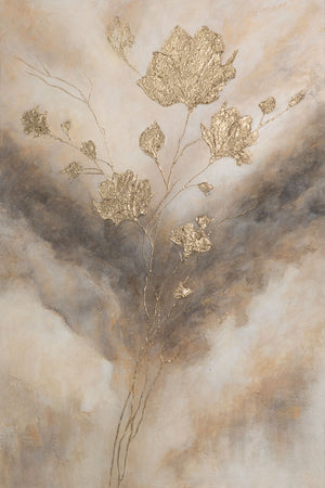Handgemaltes Gemälde „Leuchten in den Wolken“ – Elegantes Acrylgemälde mit Goldakzenten