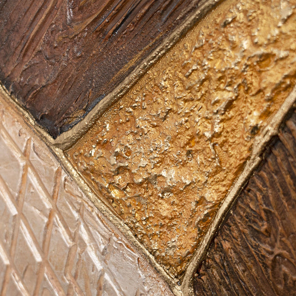 Abstraktes Gemälde „Geometrie des Goldes“ – Moderne Wandkunst mit Rahmen