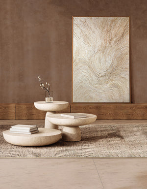 Framed painting “Tree Stream” – Abstract art in beige and cream