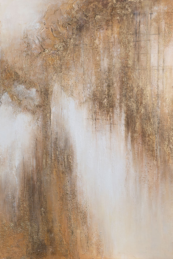 Handgemaltes Acrylgemälde mit Rahmen „Honigdunst“ – Moderne Kunst auf Leinwand