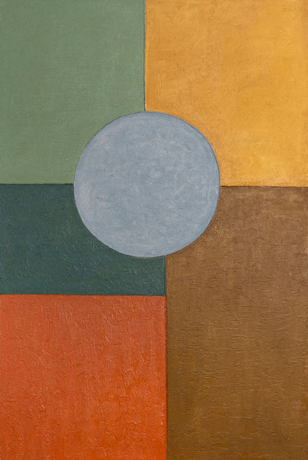 Handgemaltes Acrylbild mit Rahmen „Warme Geometrie“ – Geometrische Wandkunst auf Leinwand