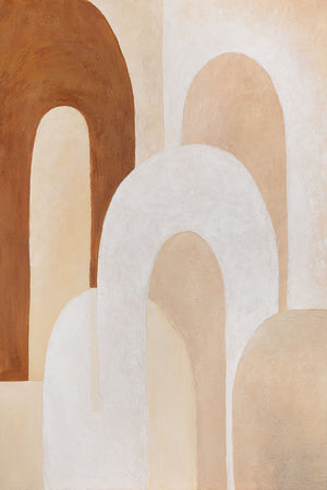 Leinwandbild mit Rahmen „Atem der Architektur“ – Abstrakte Wanddeko in Beige und Braun