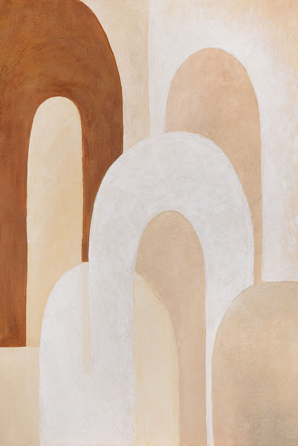 Leinwandbild mit Rahmen „Atem der Architektur“ – Abstrakte Wanddeko in Beige und Braun